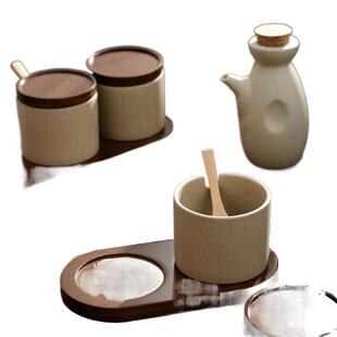 粗陶调料罐PR3CYAp9日家式佐料套装瓷用厨房调味盒盐糖精味陶精辣