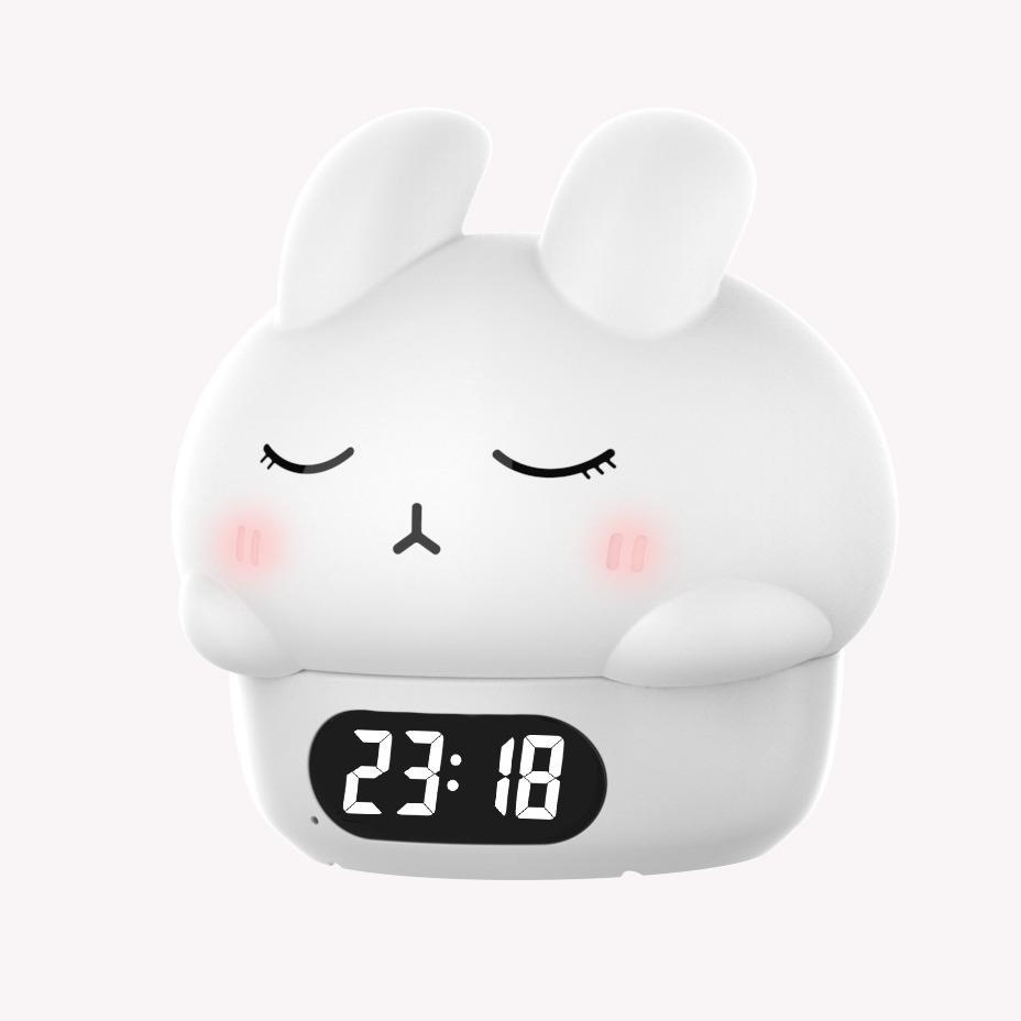 羞羞兔闹钟小夜LD多功能起儿童卧室灯床头氛E102围灯家居小夜灯