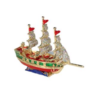 外ab893贸帆船中摆件风珐琅彩饰盒式办公室家居装首饰一帆顺礼品