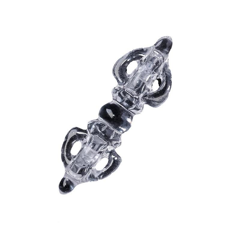 天白饰水雕晶金刚杵刻把玩白水晶金件然水晶降魔杵法器工艺品家居