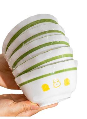 可爱风陶瓷餐具碗组合Z1204碟套装家用碗筷套绿色饭碗盘子沙拉碗