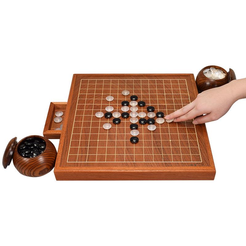 五子棋套装15路实木成MDF大盘儿童棋学生人黑白指五棋子包邮