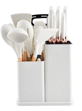 组硅ZP—04胶锅铲汤勺不粘锅厨9厨具1件套房装食品级硅胶收纳筒合