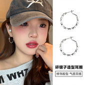 碎银子圆圈耳环圈圈女2025新款 爆款 耳钉高级感轻奢耳圈素圈耳饰