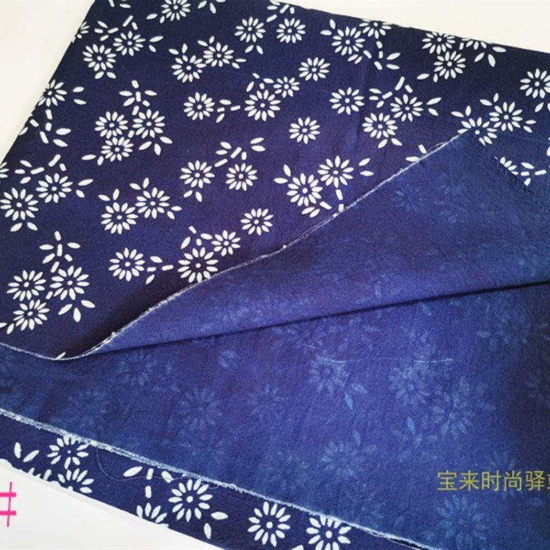 乌镇老粗布台g布纯手工蜡染圆桌布全棉蓝印花布厚款可订做方桌布