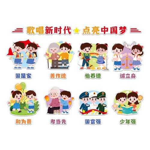 幼儿园环创主f题墙成品红色爱国文化墙贴班级布置教室走廊墙面装