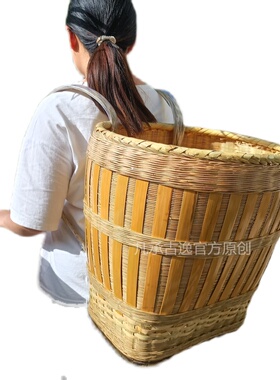贵州家用纯手工竹背篓竹子u编织移动菜篮子收纳筐精致特惠型竹制