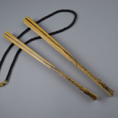 老艺人制作9.5寸Ap级玉竹镶嵌棕竹翻轮扇骨空白宣纸折扇纸扇面