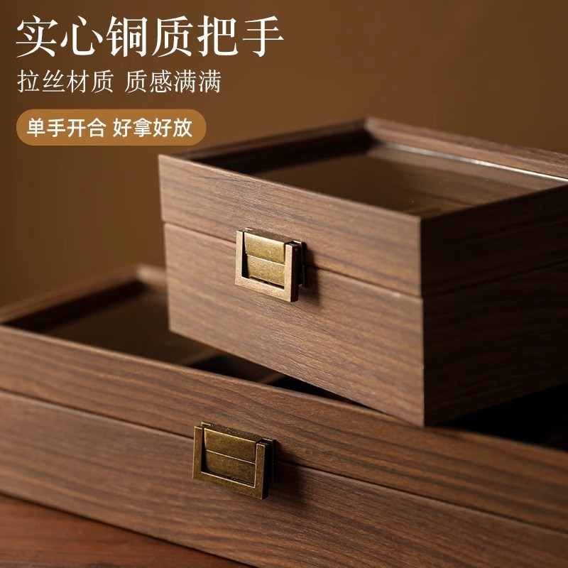 核桃手链串收纳盒文玩专用收藏精致实木质大容量高V档防尘展示盒