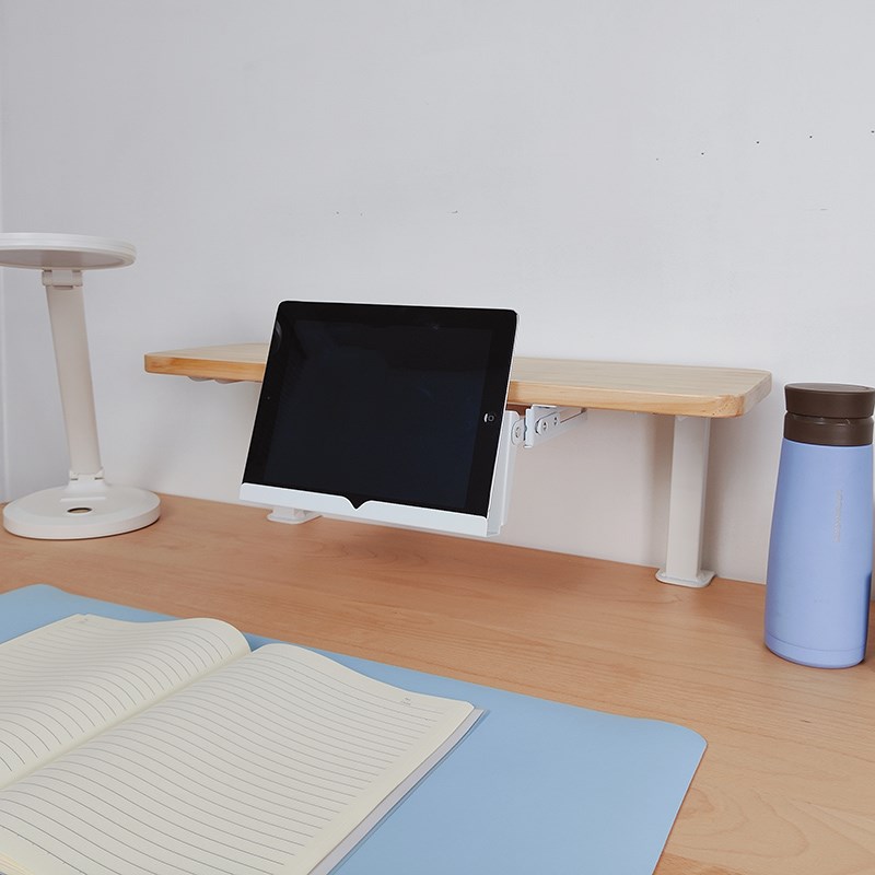 免打孔实木e桌面置物架折叠阅读架平板支架学习桌上书架收纳架隔