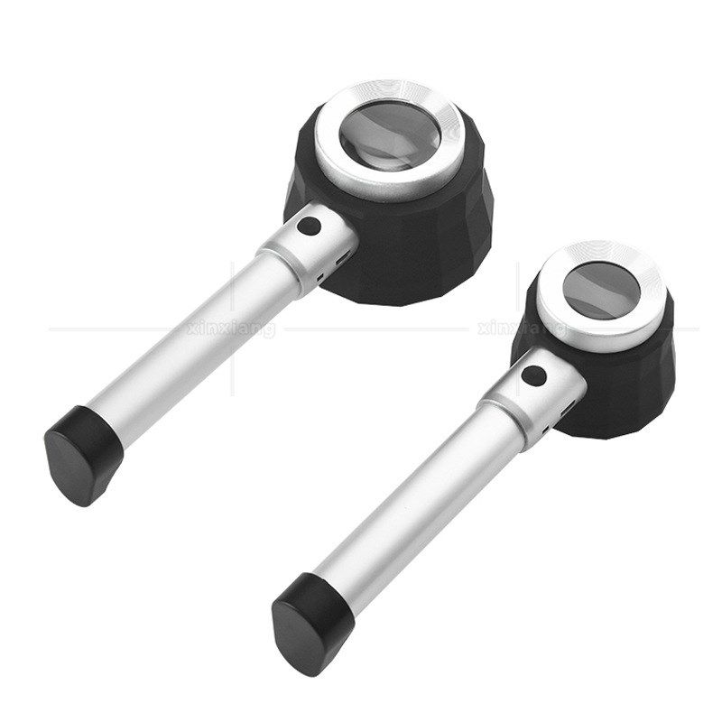 倍手持式烟斗形LED灯U验钞灯带刻度尺读数测量全金属放大镜