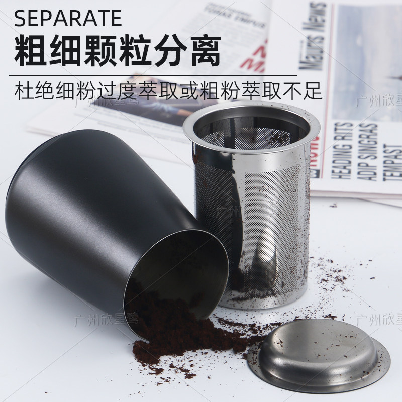 筛粉器咖啡接粉钢杯闻香杯筛细粉罐手冲过精细粉防滑手冲