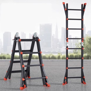 小巨人伸缩梯子家用多功能便携升降楼梯工程梯铝合金折叠梯人字梯