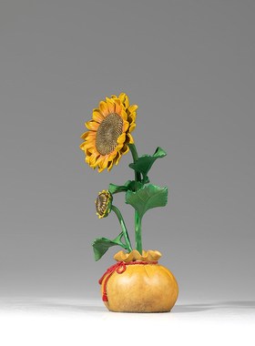 谢师傅《向阳而生》向日葵铜摆件办公室书房茶室茶桌玄关客厅装饰