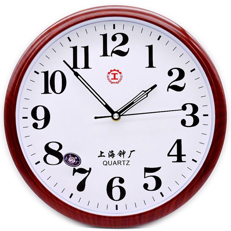 上海工字圆形钟表静音能挂钟时尚大字体石英钟客厅卧室教室