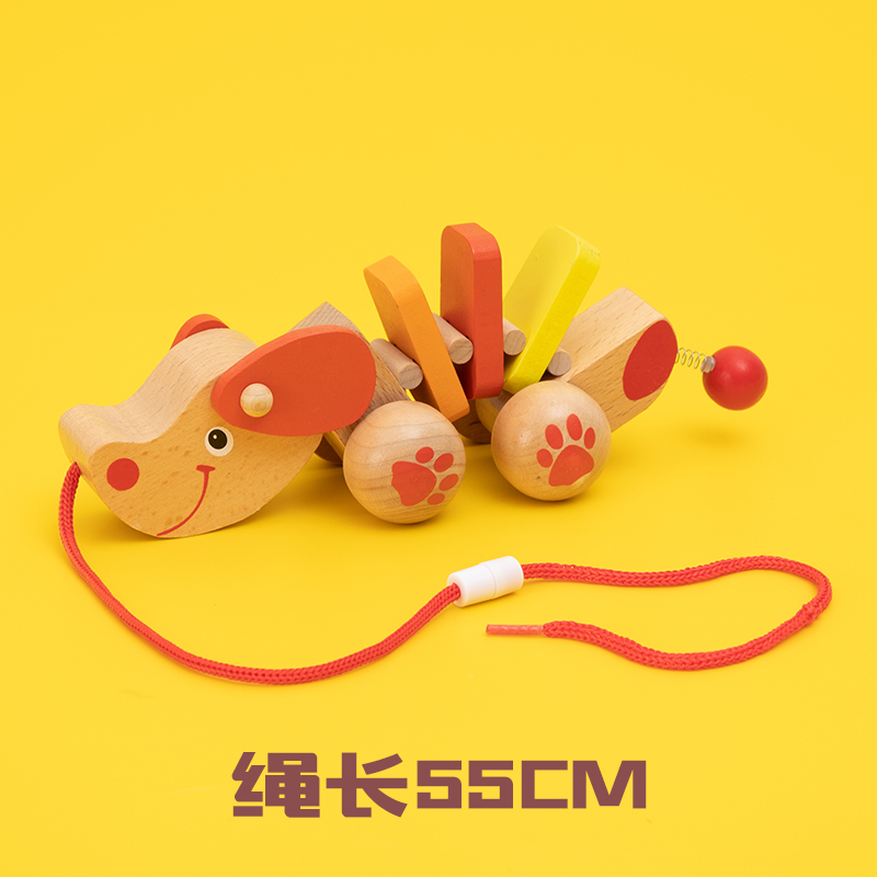 1岁宝宝拖拉车学步手推车木质儿童拉绳车幼儿园儿童早教