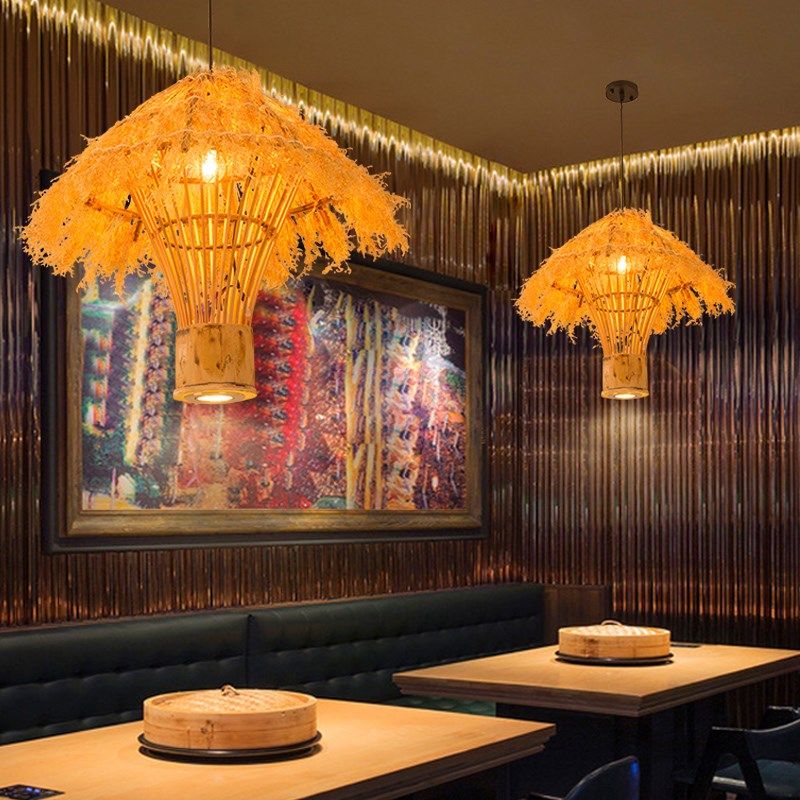 中式复古个性仿古藤艺竹艺农家乐特色民宿客栈吧台咖啡厅吊灯,家装灯饰光源,餐厅吊灯,淘宝优惠券,粉丝福利购,淘宝优惠卷