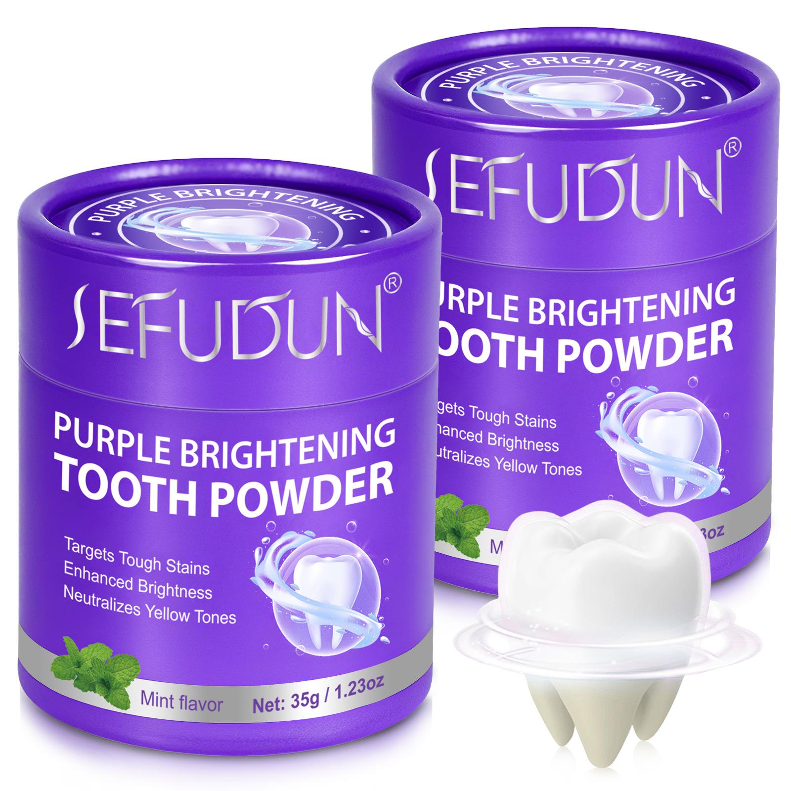 跨境紫色洁白牙粉呵护牙周去除牙渍牙黄亮白护齿清新口腔