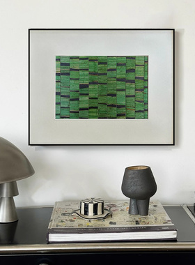 中古风比利时绿色清新客厅背景墙装饰画简约小众卧室书房艺术挂画