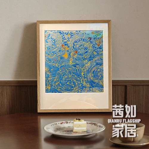 宋锦新中式艺术家客厅装饰画小众艺术壁画中古高级感卧室书房挂画
