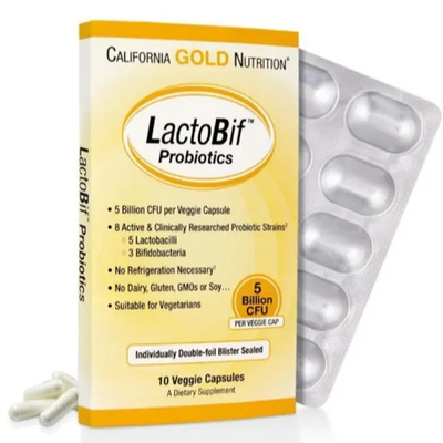 美国加州 LactoBif® 5 益生菌，50 亿 CFU60 粒素食胶囊