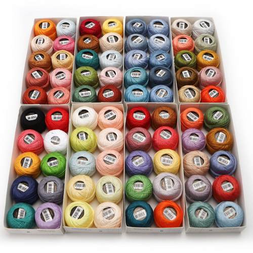 8号烧毛丝光埃及长绒纯棉蕾丝线手鞠球绣线钩编线80色5克球套装