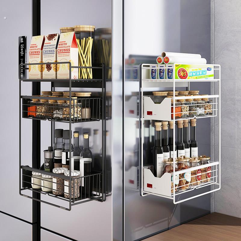 磁吸抽屉式冰箱置物架侧收纳侧壁挂架厨房用品家用多层收纳层架窄