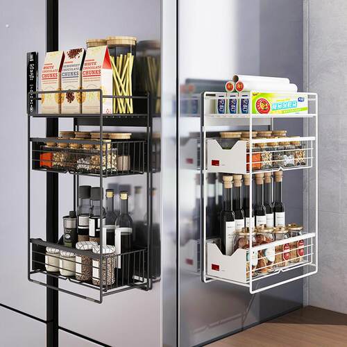 磁吸抽屉式冰箱置物架侧收纳侧壁挂架厨房用品家用多层收纳层架窄