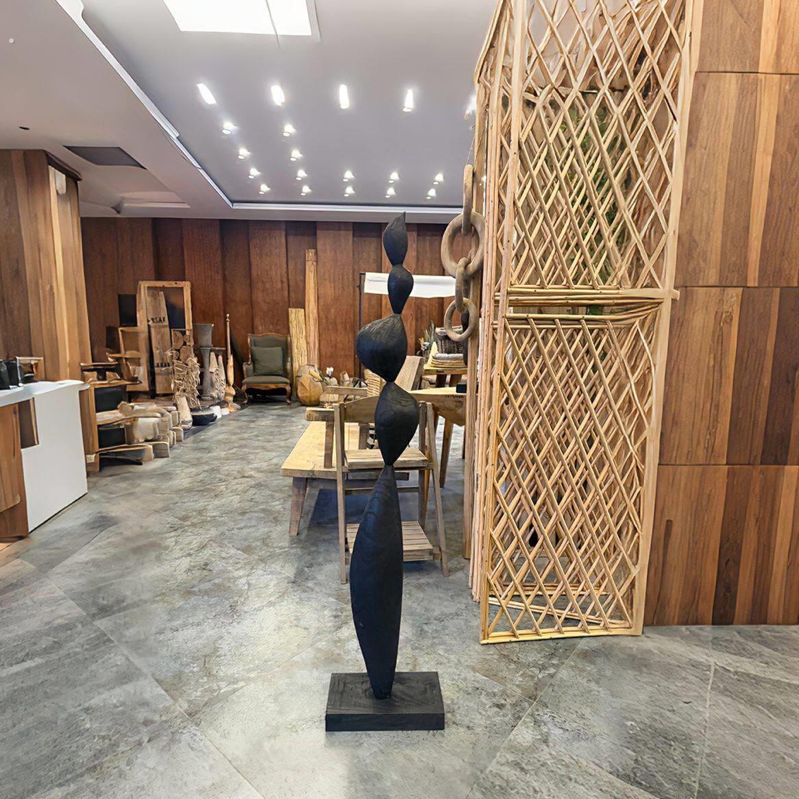 厂家销售黑色碳化木质摆件销售中心别墅客厅书房会客室玄关艺