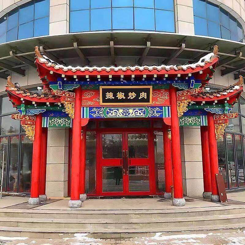 复古门头招牌彷古门楼一整套飞檐翘角水泥门楼古建门厅屋簷装饰