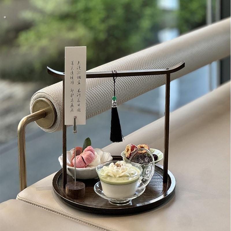 中式茶歇摆盘精致春日茶席下午茶餐具展示架酒店会所中式点心摆台