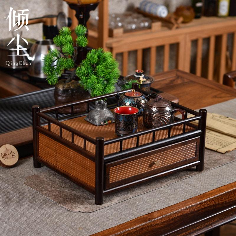 巧然都承竹编茶具收纳盒中式茶盘托盘家用茶席储物盒茶道配件收纳