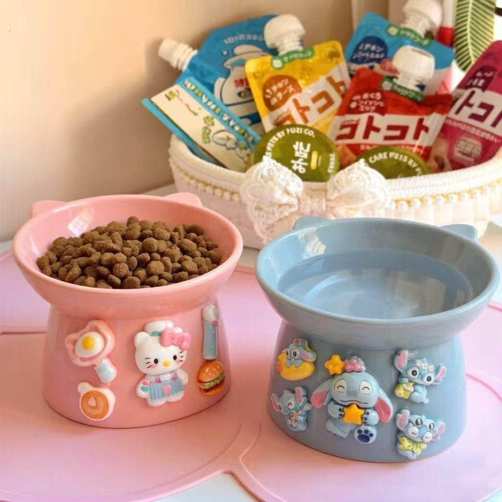 猫碗塑料护颈宠物碗猫食盆大口径猫粮碗水碗饭护颈高脚猫咪小狗碗