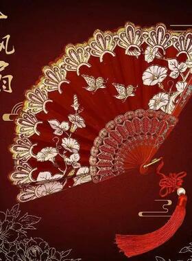 折叠扇子中国风古风扇子旗袍扇子女士折扇舞蹈扇女士扇网红扇