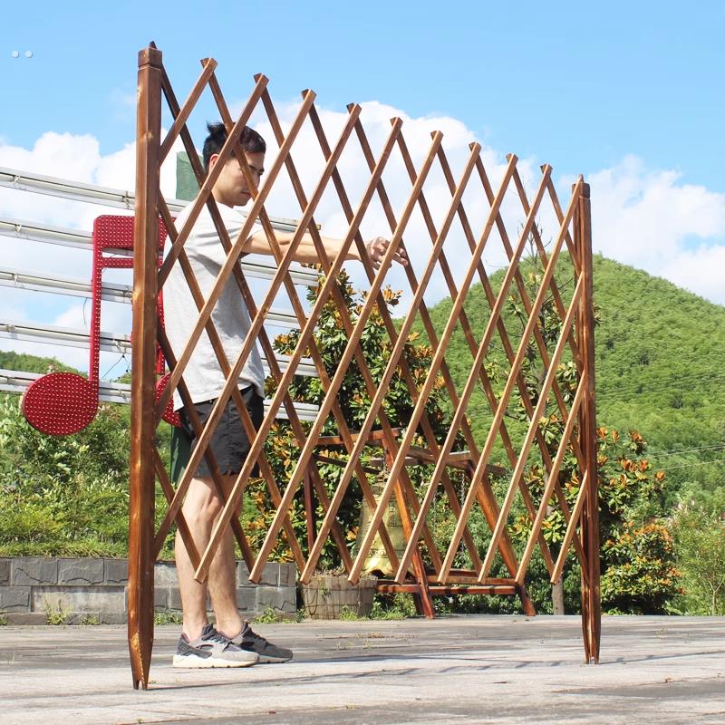 碳化院子防腐木插地栅栏围栏户外庭院护栏室外花园隔断围墙篱笆爬