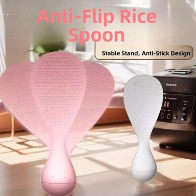 不倒翁防粘米饭勺家用新款易清洗打饭勺子厨房立式不伤锅盛漏粪板