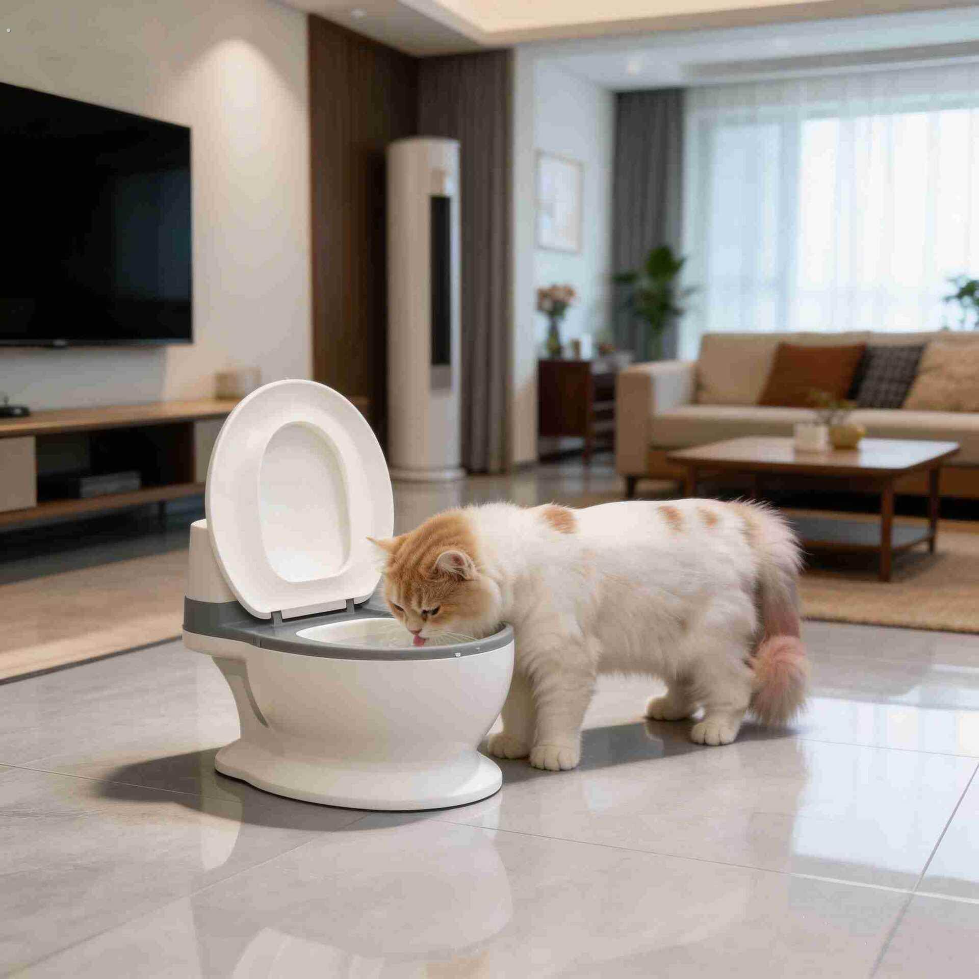 创意马桶猫碗大口径不易打翻宠物盆饮水器大容量彷真坐便器喝水