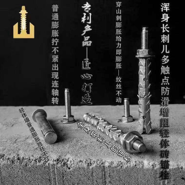 穿山刺膨胀螺丝轻体砖砌块锚栓软墙带刺膨胀螺丝气泡砖螺丝