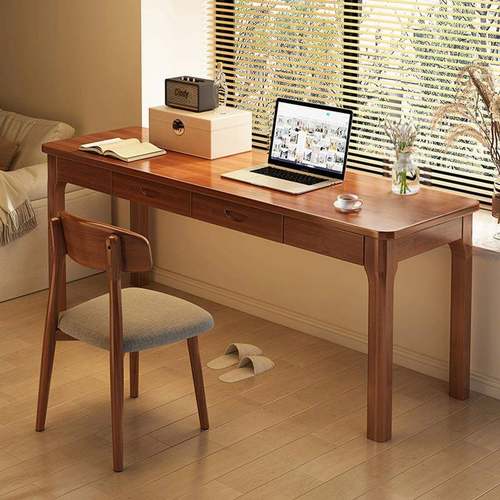 全实木窄书桌学生成人家用电脑桌卧室办公桌子长方形小户型长条桌