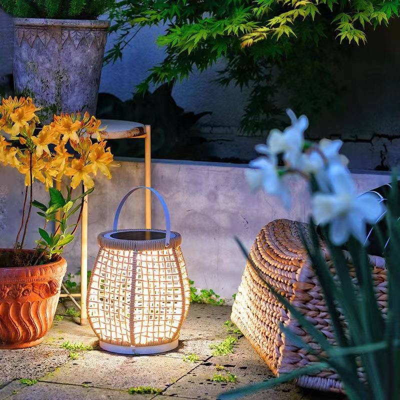 户外灯防水庭院草坪灯花园别墅室外露台手提编织露营景观太阳能灯