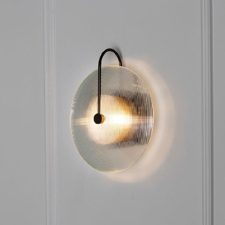 后现代创意玻璃客厅壁灯艺术床头卧室沙发旁样板房圆盘纹理壁灯