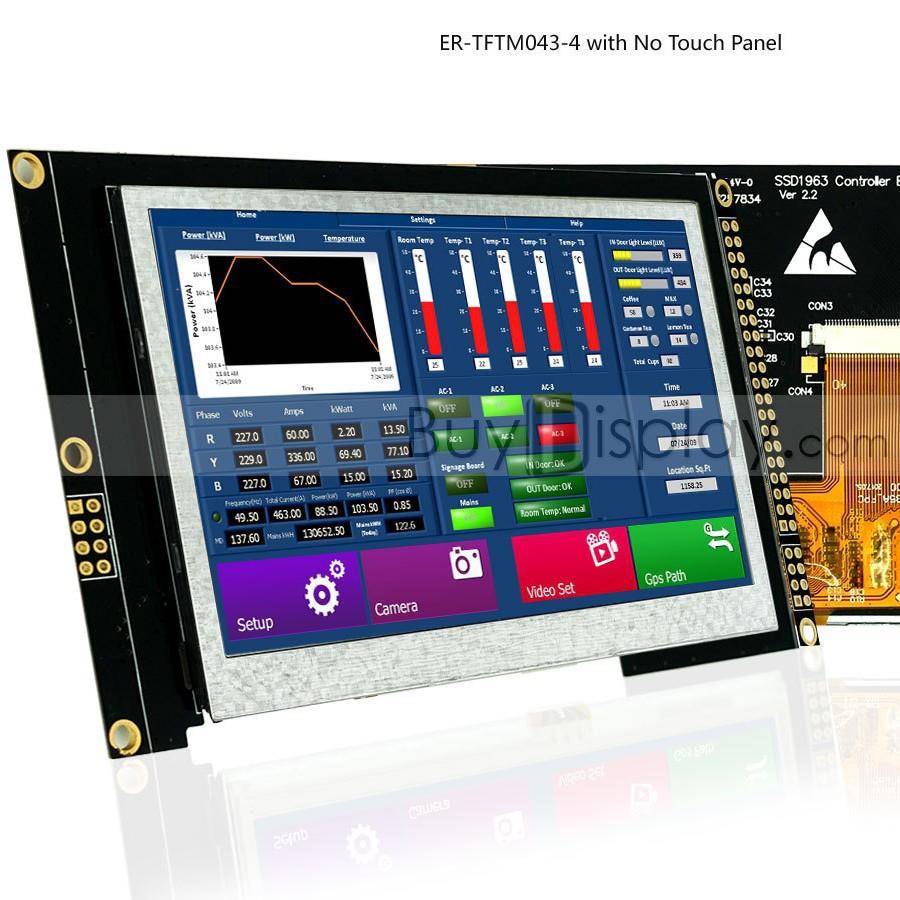 4.3寸TFTLCD彩色液晶显示屏配SSD1963控制板/并口/可配触摸屏