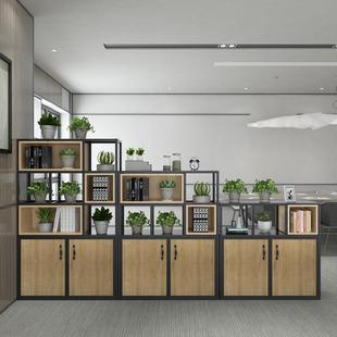 铁艺工业风隔断置物架花架美式复古收纳储物文件柜办公室屏风隔墙