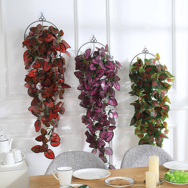 仿真绿萝叶壁挂装饰藤蔓室内假花藤条套装墙面挂壁塑料田园绿植物