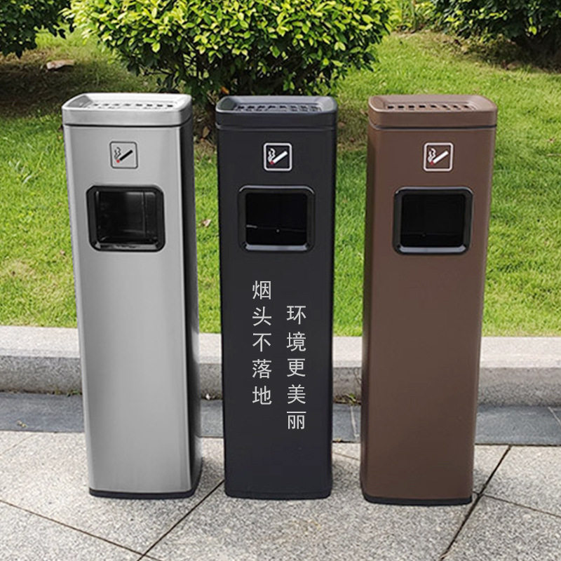 不锈钢烟蒂柱立式酒店商场灭烟桶吸烟区垃圾桶带烟灰缸户外烟灰柱
