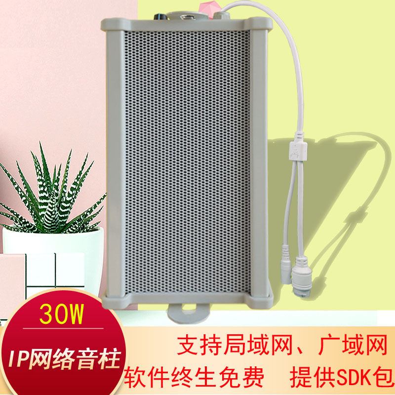 广播系统景区商场背景音乐室外防水音柱内置功放IP网络音箱30Wpoe