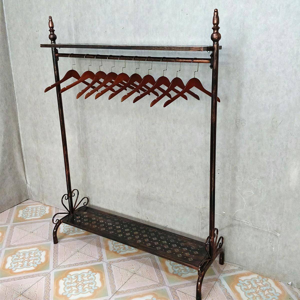 服装货架落地式服装架挂衣服简约架子复古落地衣架单杠展示架