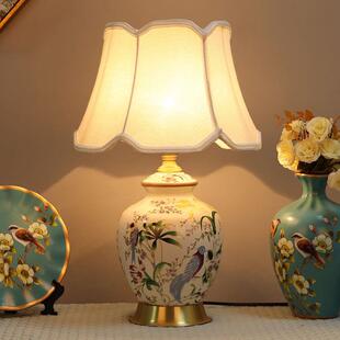 新中式花鸟高颜值台灯客厅书房2023新款美式复古装饰卧室床头灯