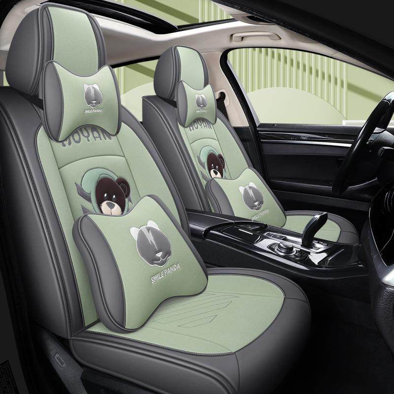 汽车坐垫座垫座椅套四季通用全包围新款皮布艺女神款卡通夏季座套