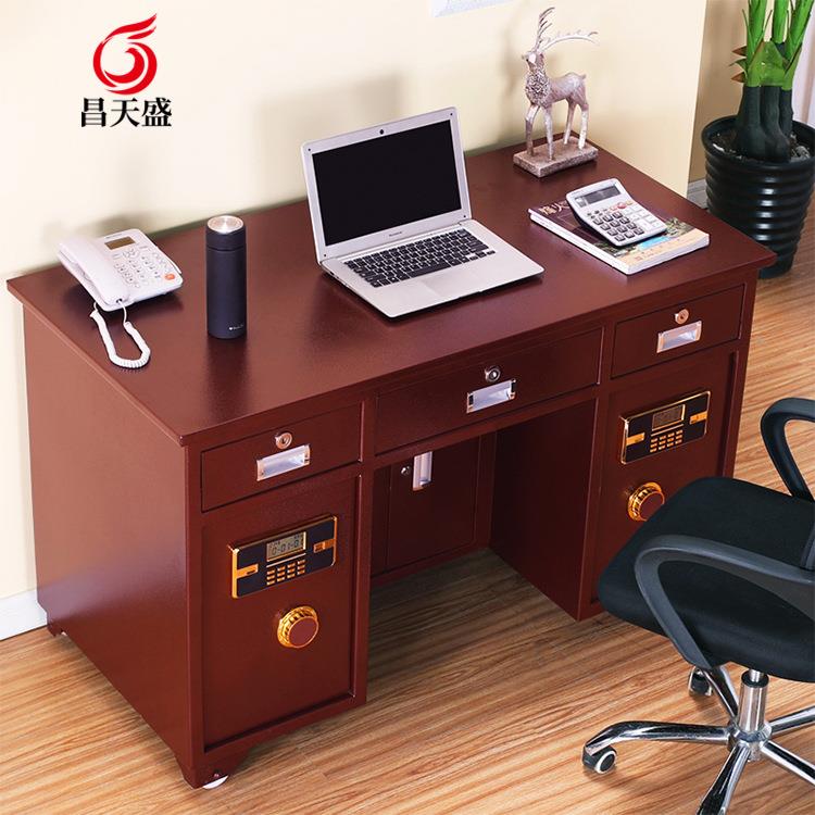 全钢保险桌指纹密码办公桌一体带投币收银财务家用防盗电脑老板桌